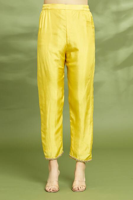 Enamour By Radha Yellow Chiffon, Silk Zari, Sequins, Embroidery Round Yoke Zardosi Anarkali Set at Aza Fashions Enamour By Radha_Yellow Chiffon, Silk Zari, Sequins, Embroidery Round Yoke Zardosi Anarkali Set _at_Aza_Fashions