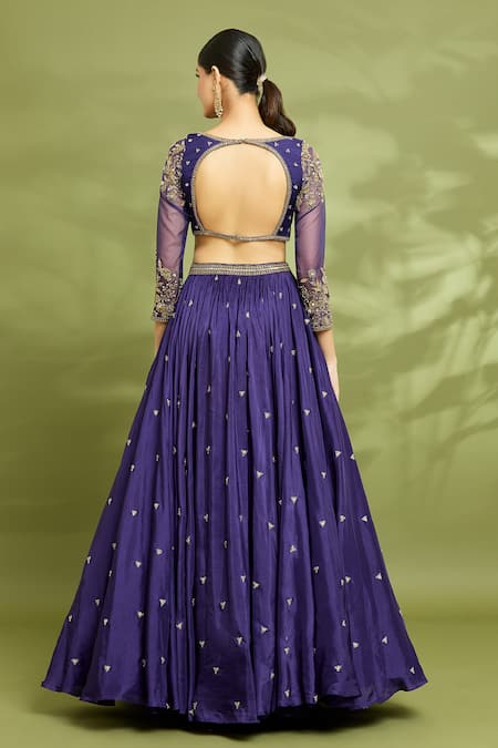 Shop Enamour By Radha Purple Organza, Silk Cut Work, Beads, Pearls Cutdana Embroidered Lehenga Set at Aza Fashions Shop_Enamour By Radha_Purple Organza, Silk Cut Work, Beads, Pearls Cutdana Embroidered Lehenga Set _at_Aza_Fashions