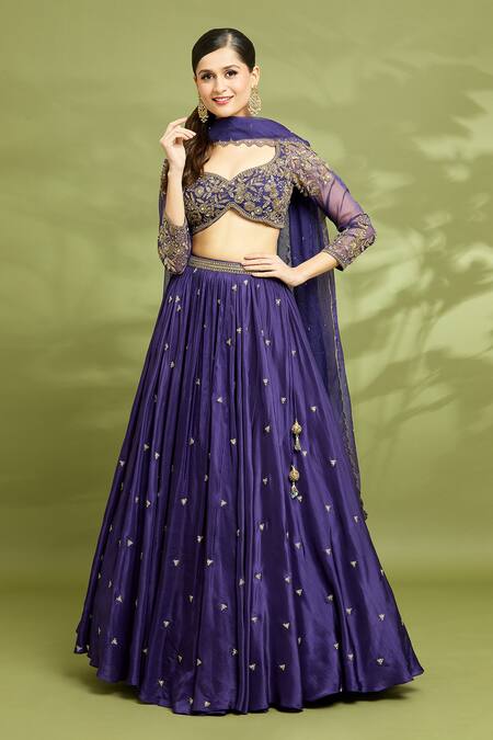 Enamour By Radha Purple Organza, Silk Cut Work, Beads, Pearls Cutdana Embroidered Lehenga Set Online at Aza Fashions Enamour By Radha_Purple Organza, Silk Cut Work, Beads, Pearls Cutdana Embroidered Lehenga Set _Online_at_Aza_Fashions