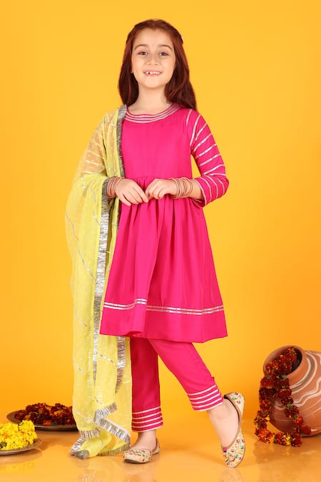 JILMIL DREAMWEAR Gota Sleeve Embellished Anarkali Set 