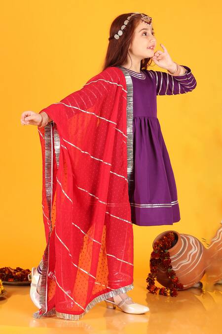 Buy_JILMIL DREAMWEAR_Purple Crepe, Chiffon Gota Patti Placement Embellished Anarkali Set _Online_at_Aza_Fashions