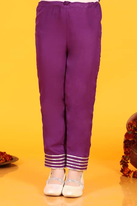 JILMIL DREAMWEAR_Purple Crepe, Chiffon Gota Patti Placement Embellished Anarkali Set _at_Aza_Fashions