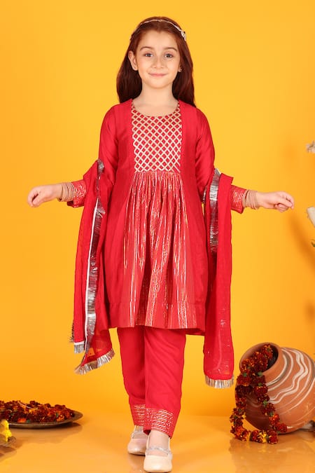 JILMIL DREAMWEAR Silk Gota Work Anarkali Pant Set 