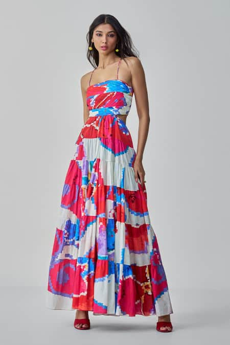 Saaksha & Kinni Hannah Ikat Flared Maxi Dress 