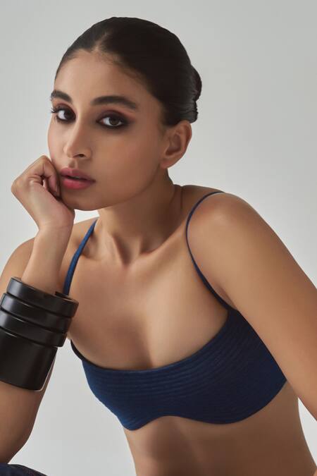Buy Saaksha & Kinni Blue Denim Lara Bralette Online at Aza Fashions Buy_Saaksha & Kinni_Blue Denim Lara Bralette _Online_at_Aza_Fashions