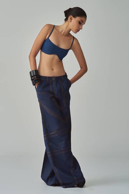 Buy Saaksha & Kinni Blue Denim Lara Flared Jeans Online at Aza Fashions Buy_Saaksha & Kinni_Blue Denim Lara Flared Jeans _Online_at_Aza_Fashions