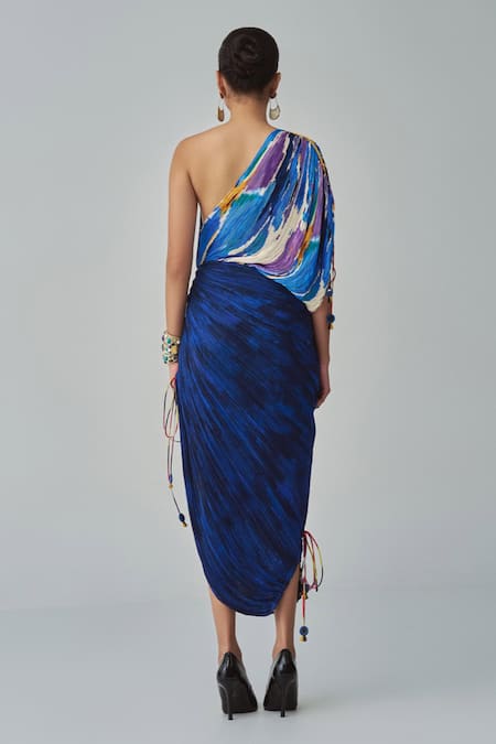 Saaksha & Kinni Mira Ikat Print One-Shoulder Dress 
