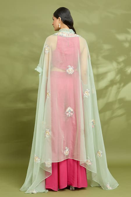Vyasa By Urvi Floral Hand Embroidered Cape Sharara Set 
