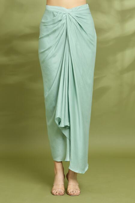 Vyasa By Urvi Green Modal, Satin, Organza Embroidery Round Neck Hand Cape Skirt Set at Aza Fashions Vyasa By Urvi_Green Modal, Satin, Organza Embroidery Round Neck Hand Cape Skirt Set _at_Aza_Fashions