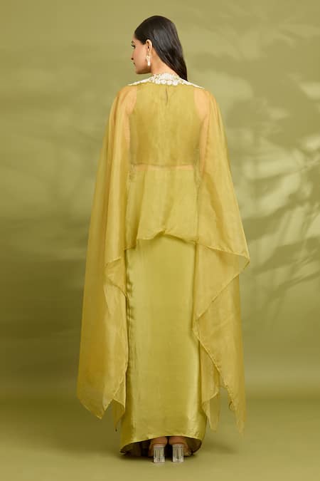 Vyasa By Urvi Mirror Embroidered Cape Skirt Set 