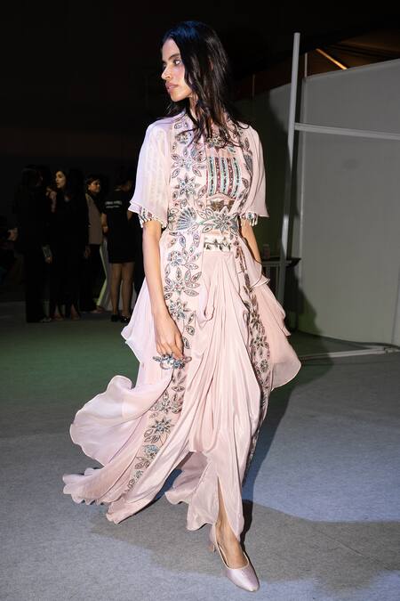 Buy Sejal Kamdar Pink Ajrakh Striped Embroidered Dhoti Set Online at Aza Fashions Buy_Sejal Kamdar_Pink Ajrakh Striped Embroidered Dhoti Set _Online_at_Aza_Fashions