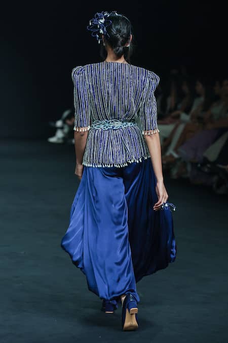 Sejal Kamdar Cowl Jumpsuit With Embroidered Ajrakh Jacket 