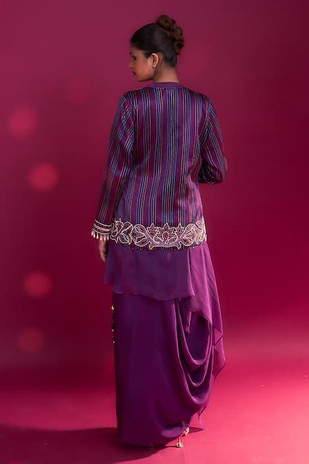 Sejal Kamdar Embroidered Angarkha Jacket & Dhoti Skirt Set 