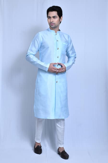 Arihant Rai Sinha Blue Silk Solid Kurta With Pant 