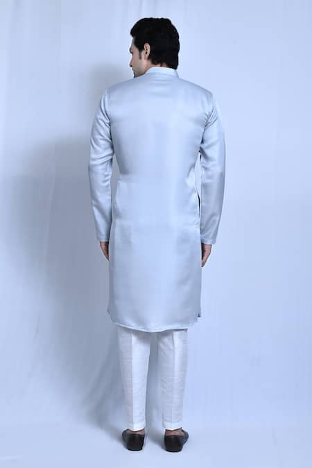 Shop_Arihant Rai Sinha_Grey Silk Plain Raw Kurta With Pant_at_Aza_Fashions