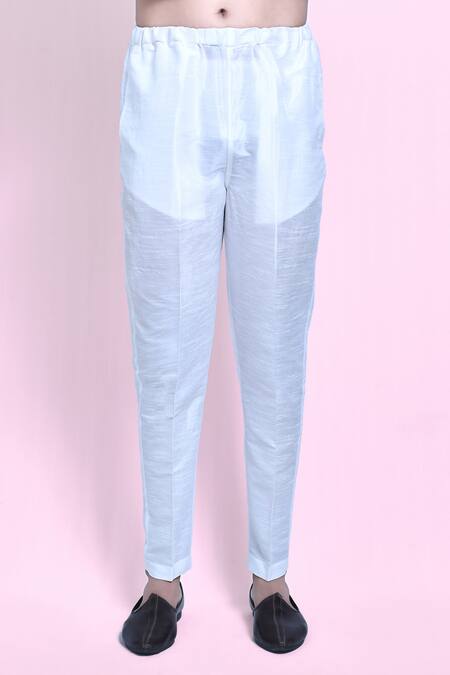 Arihant Rai Sinha_Grey Silk Plain Raw Kurta With Pant_Online_at_Aza_Fashions