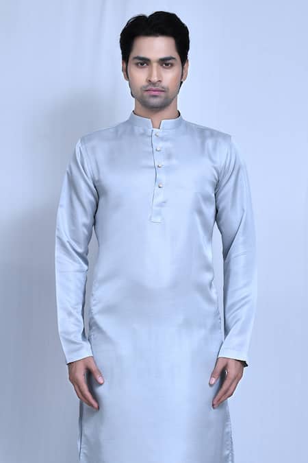 Shop Arihant Rai Sinha Grey Silk Plain Raw Kurta With Pant Online at Aza Fashions Shop_Arihant Rai Sinha_Grey Silk Plain Raw Kurta With Pant_Online_at_Aza_Fashions