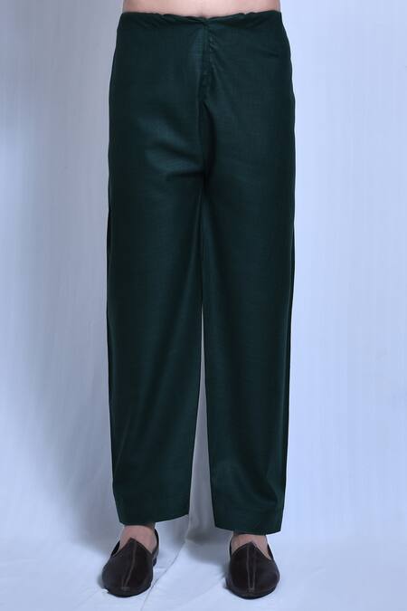 Arihant Rai Sinha_Green Cotton, Linen Solid Kurta And Pathani Pant Set_Online_at_Aza_Fashions