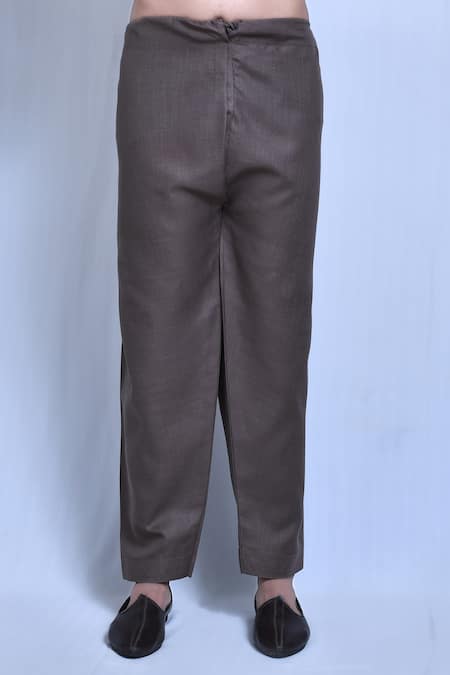 Arihant Rai Sinha_Grey Cotton, Linen Straight Kurta Set _Online_at_Aza_Fashions