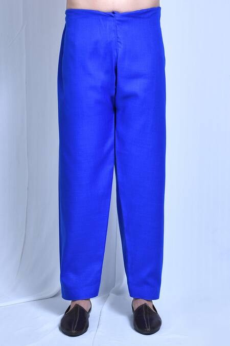 Arihant Rai Sinha_Blue Cotton, Linen Kurta Set_Online_at_Aza_Fashions