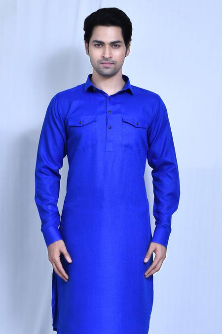 Shop Arihant Rai Sinha Blue Cotton, Linen Kurta Set Online at Aza Fashions Shop_Arihant Rai Sinha_Blue Cotton, Linen Kurta Set_Online_at_Aza_Fashions