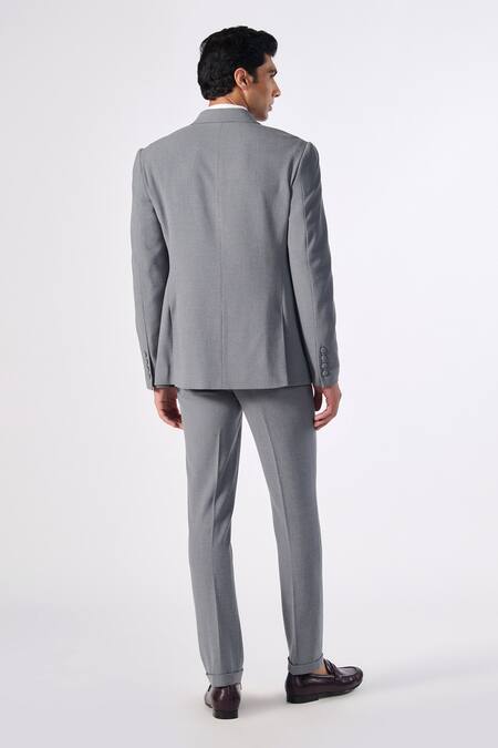 Shop S&N By Shantnu Nikhil Grey Cotton, Polyester Embroidery, Piping Placement Crest Blazer Jacket at Aza Fashions Shop_S&N By Shantnu Nikhil_Grey Cotton, Polyester Embroidery, Piping Placement Crest Blazer Jacket_at_Aza_Fashions