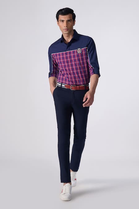 S&N by Shantnu Nikhil Placed Logo Checkered Shirt 