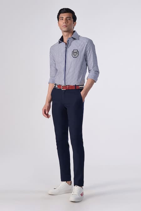 S&N by Shantnu Nikhil Patch Logo Striped Shirt 