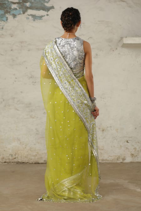 Saksham & Neharicka Aami Embroidered Saree With Unstitched Blouse Piece 
