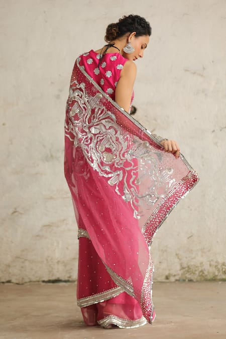 Saksham & Neharicka Cosmos Hand Embroidered Saree With Blouse 