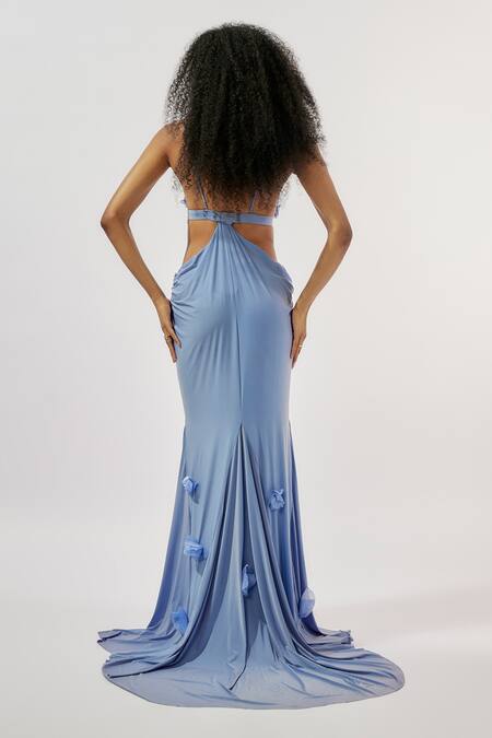 Deme By Gabriella Purple Lycra Applique Plunge Neck Rose Work Cutout Gown Online at Aza Fashions Deme By Gabriella_Purple Lycra Applique Plunge Neck Rose Work Cutout Gown _Online_at_Aza_Fashions