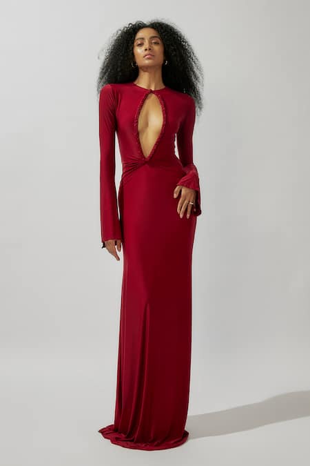 Deme by Gabriella Solid Cutout Gown 