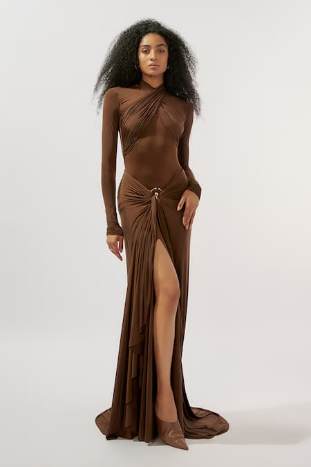 Deme by Gabriella Draped Ruched Gown 