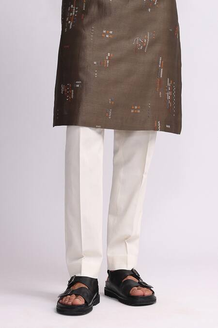 Buy Countrymade Brown Chanderi, Cotton Embroidery Multi-direction Kurta Set Online at Aza Fashions Buy_Countrymade_Brown Chanderi, Cotton Embroidery Multi-direction Kurta Set_Online_at_Aza_Fashions