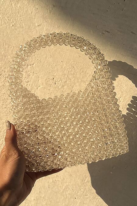 Shop_Rubilon_White Bead Rosa Woven Bag _Online_at_Aza_Fashions