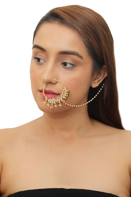 Riana Jewellery Bead Embellished Nath 