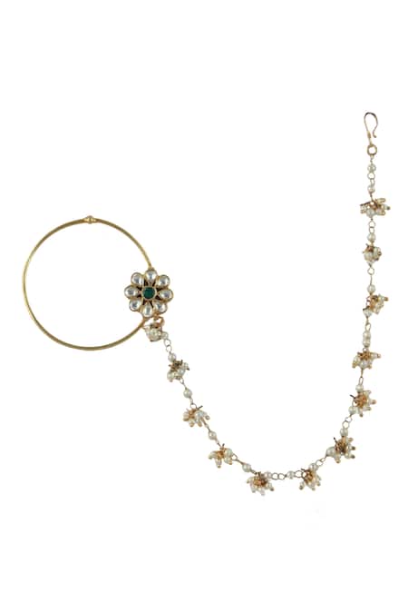 Riana Jewellery Flower Carved Nath 