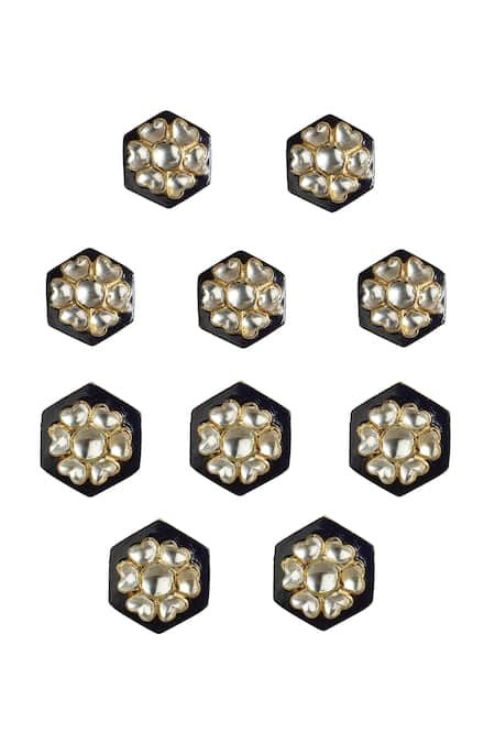 Riana Jewellery Hexagon Shaped Kurta Buttons 10 Pcs Set 