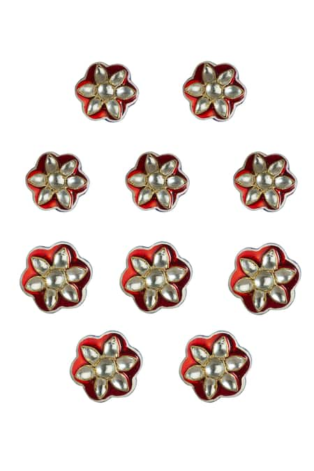 Riana Jewellery Flower Shaped Kurta Buttons 10 Pcs Set 