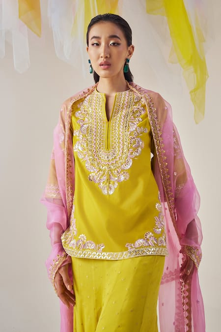 Madzin Hand Embroidered Kurta Sharara Set 