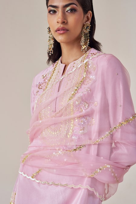 Madzin Purple Modal, Organza, Embroidery, Gota Patti, Hand Kurta Pant Set Online at Aza Fashions Madzin_Purple Modal, Organza, Embroidery, Gota Patti, Hand Kurta Pant Set _Online_at_Aza_Fashions