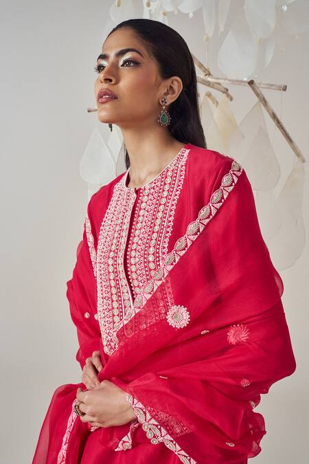 Madzin Hand Embroidered Yoke Kurta Pant Set 