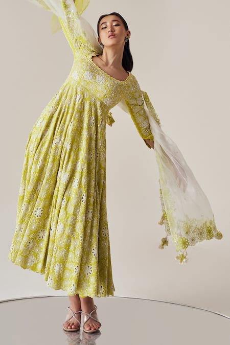 Madzin Floral Chikankari Anarkali Churidar Set 