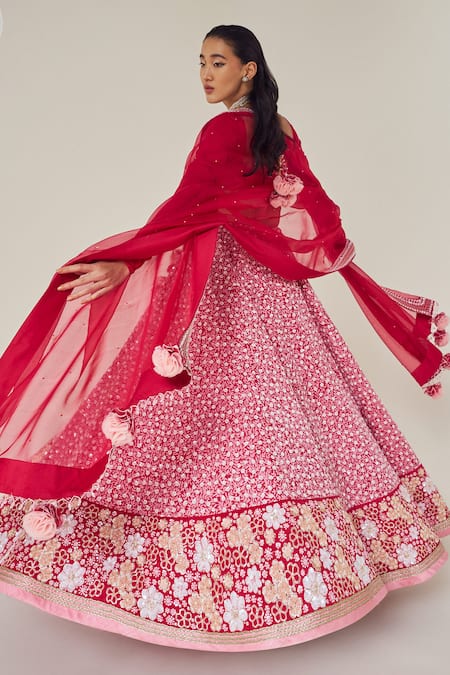 Madzin Floral Embroidered Bridal Lehenga Set 