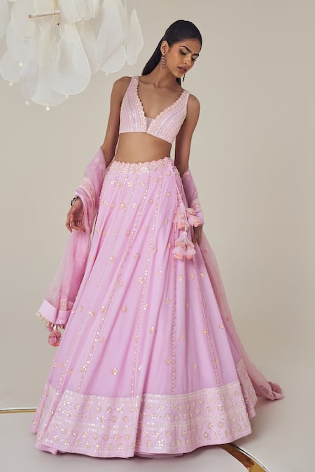 Madzin Flower Panel Embroidered Lehenga Set 