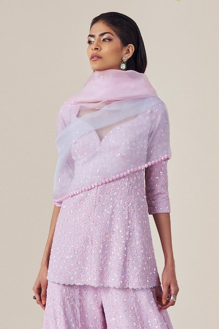 Madzin Sequin Embellished Kurta Sharara Set 