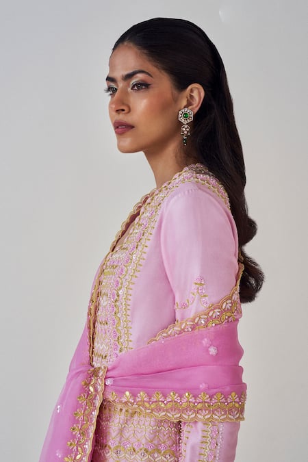 Madzin Thread & Sequin Work Jacket Sharara Set 