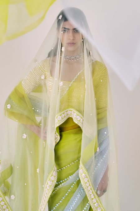 Madzin Ombre Saree With Sequin Embroidered Blouse 