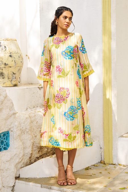 ISSA STUDIO BY CHETANA & SWATHI Riva Floral Pattern Midi Dress 