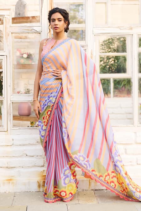 ISSA STUDIO BY CHETANA & SWATHI Myra Scallop Hem Saree With Blouse 